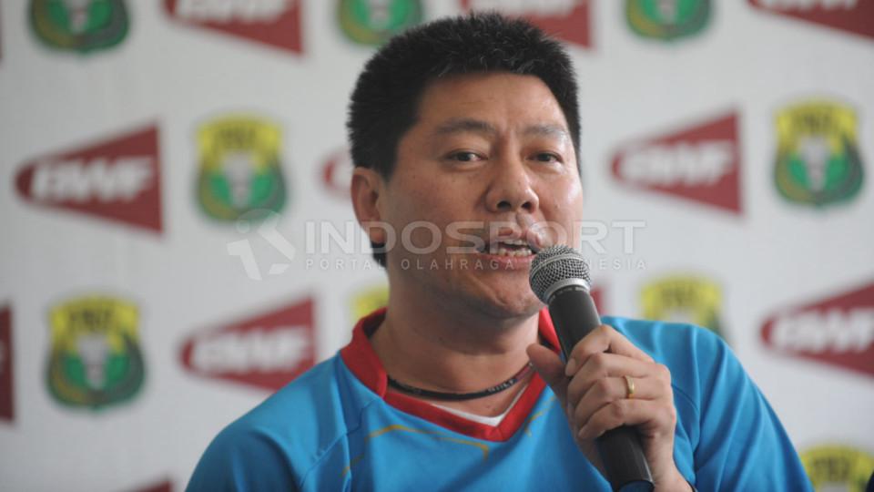 Pelatih ganda putra PBSI, Aryono Miranat, berharap skuat  Indonesia  semangat dalam perjuangan  di semifinal Badminton Asia Team Championship (BATC) 2022. - INDOSPORT